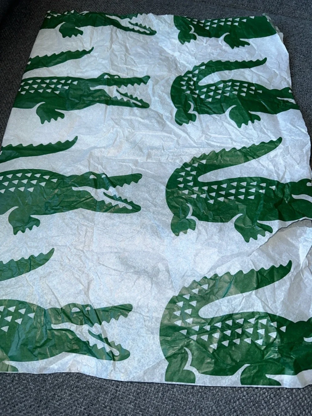 Lacoste Green Alligator Print Tissue Wrap